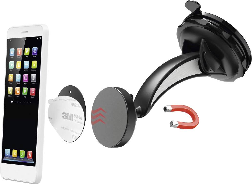 Hama "Magnet" Saugnapf Handy-Kfz-Halterung 360° drehbar, Magnetbefestigung