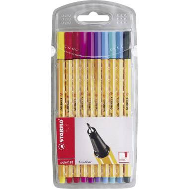 STABILO STABILO point 88 8810-1 Fineliner Dunkelrot, Eisgrün, Gelb, Hellblau, Lila, Olivgrün, Pink, Rot, Türkisblau, Violett 0.4 mm 10 St.