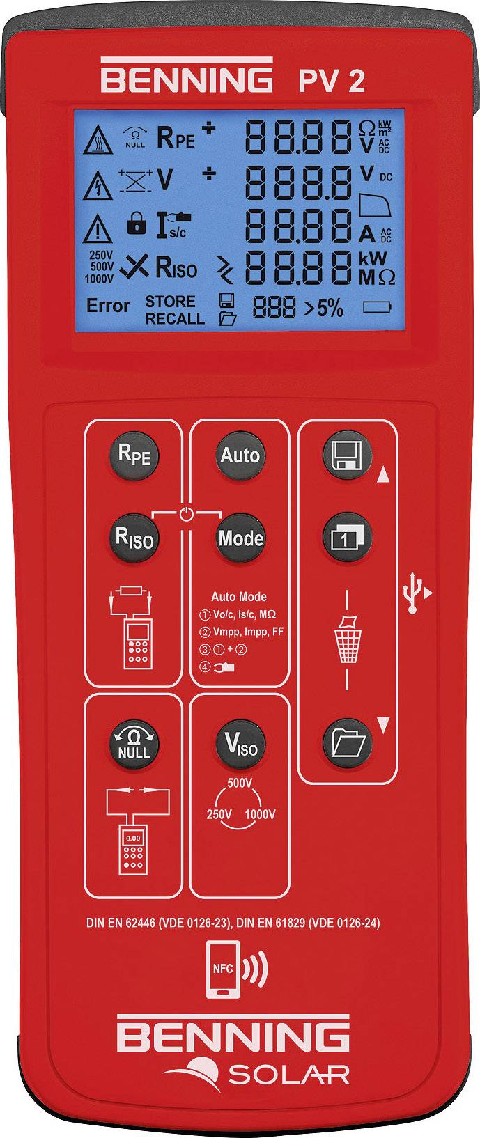 Benning PV 2 Installationstester kalibriert (ISO) VDE-Norm 0126
