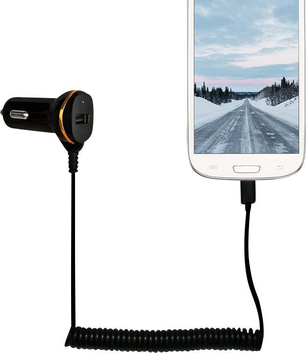 LogiLink USB Kfz Netzteil mit Micro-USB Kabel und USB-Port Belastbarkeit Strom max.=2.1 A 12 V, 24 V