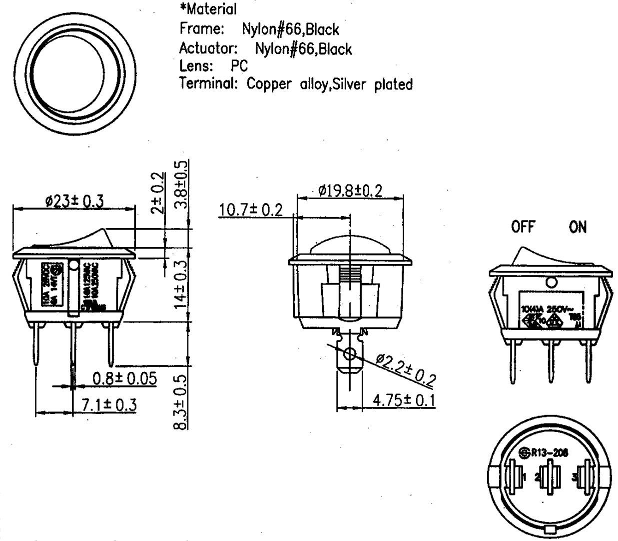 TRU Components TC-R13-208B-02 Wippschalter 12 V/DC 20A 1 x Aus/Ein Leuchtfarben: Grün rastend