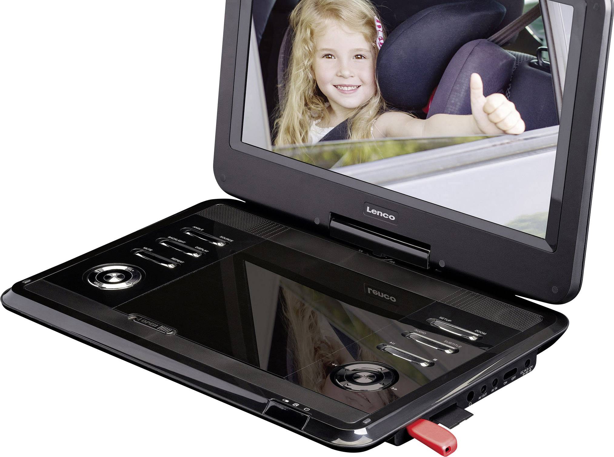 Lenco DVP-1210 Tragbarer DVD-Player 30.5 cm 12 Zoll  Akkubetrieb, mit integriertem DVD Player