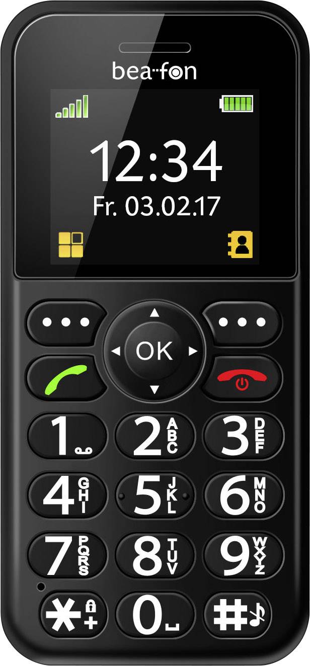 beafon SL150 Handy mit Ladestation, SOS Taste Schwarz