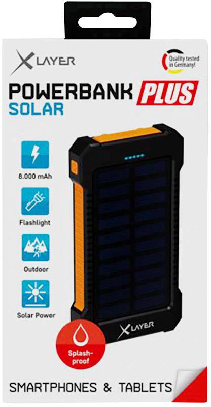 Xlayer Powerbank Plus 211474 Solar-Ladegerät Ladestrom Solarzelle 150 mA  8000 mAh