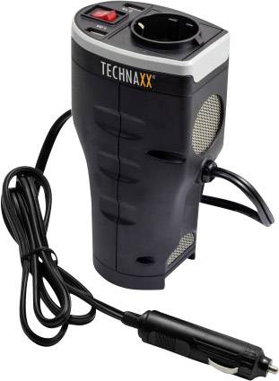 Schwarzer Autoadapter mit Kabel und Netzstecker, geeignet für Steckdose im Auto. Ideal zum Laden von Geräten unterwegs.