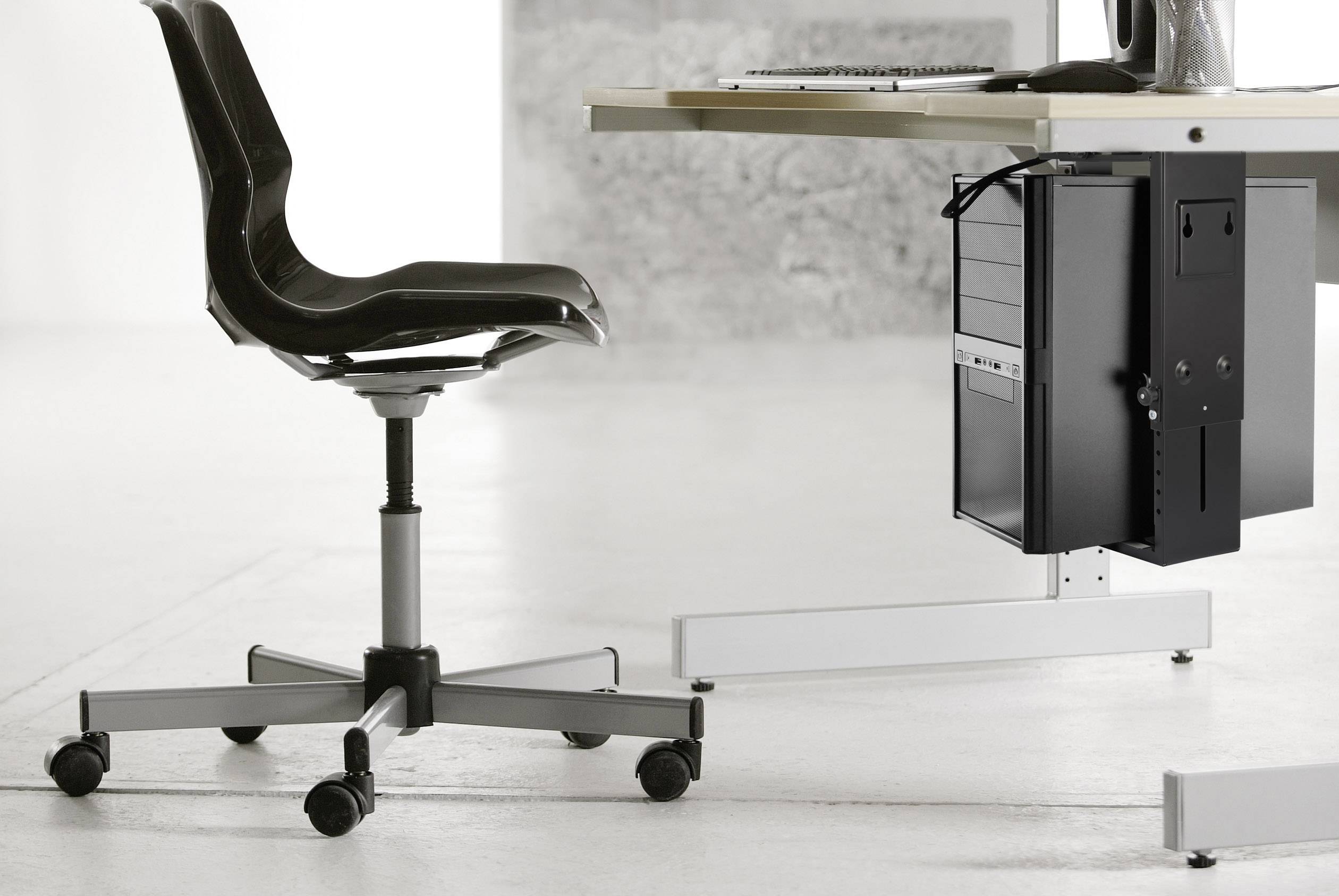 SpeaKa Professional PC Halterung Untertisch, Vertikal SP-6353552 Schwarz Belastbar bis=10kg