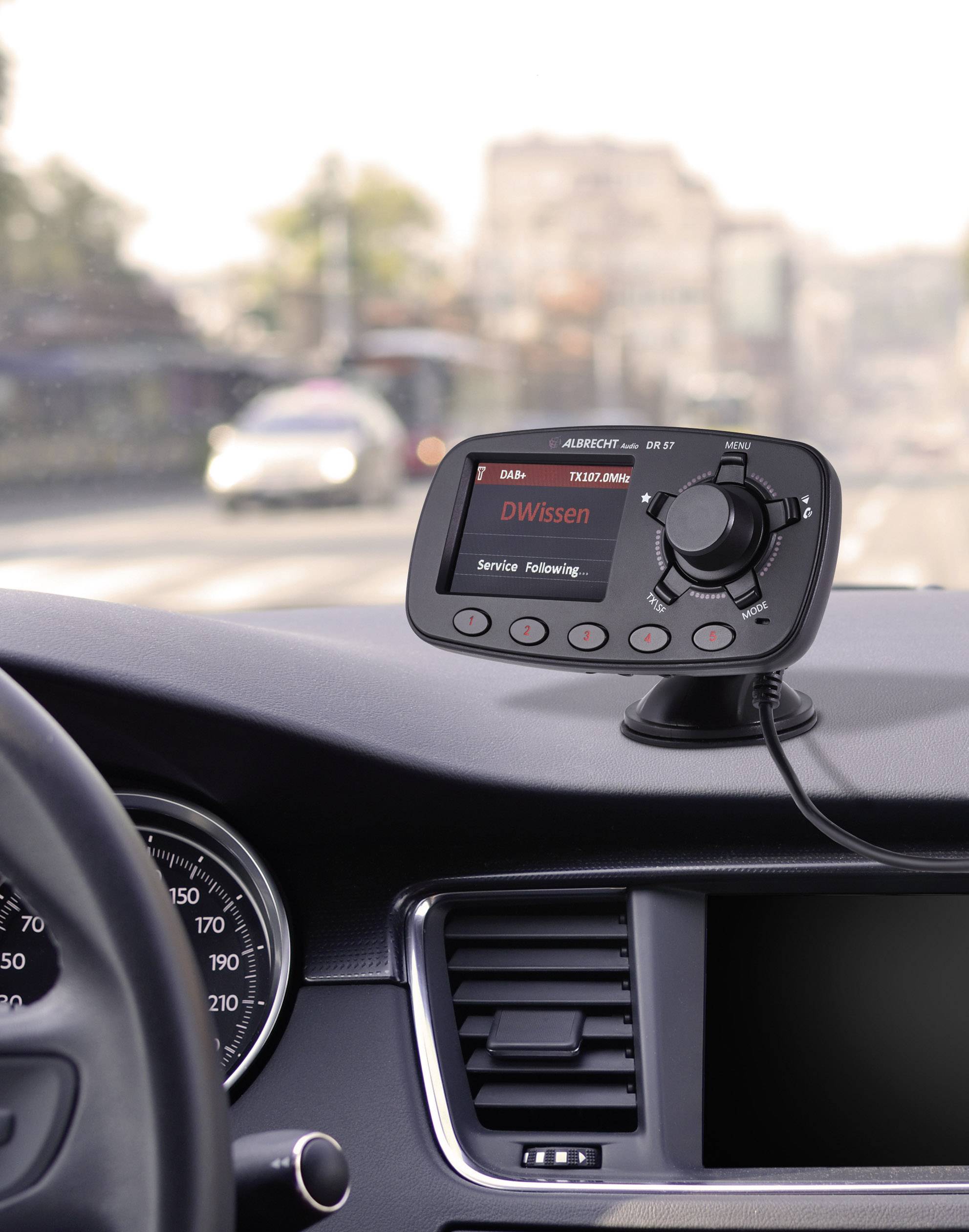 Albrecht DR57 DAB+ Empfänger Freisprechfunktion, Saugnapfhalterung