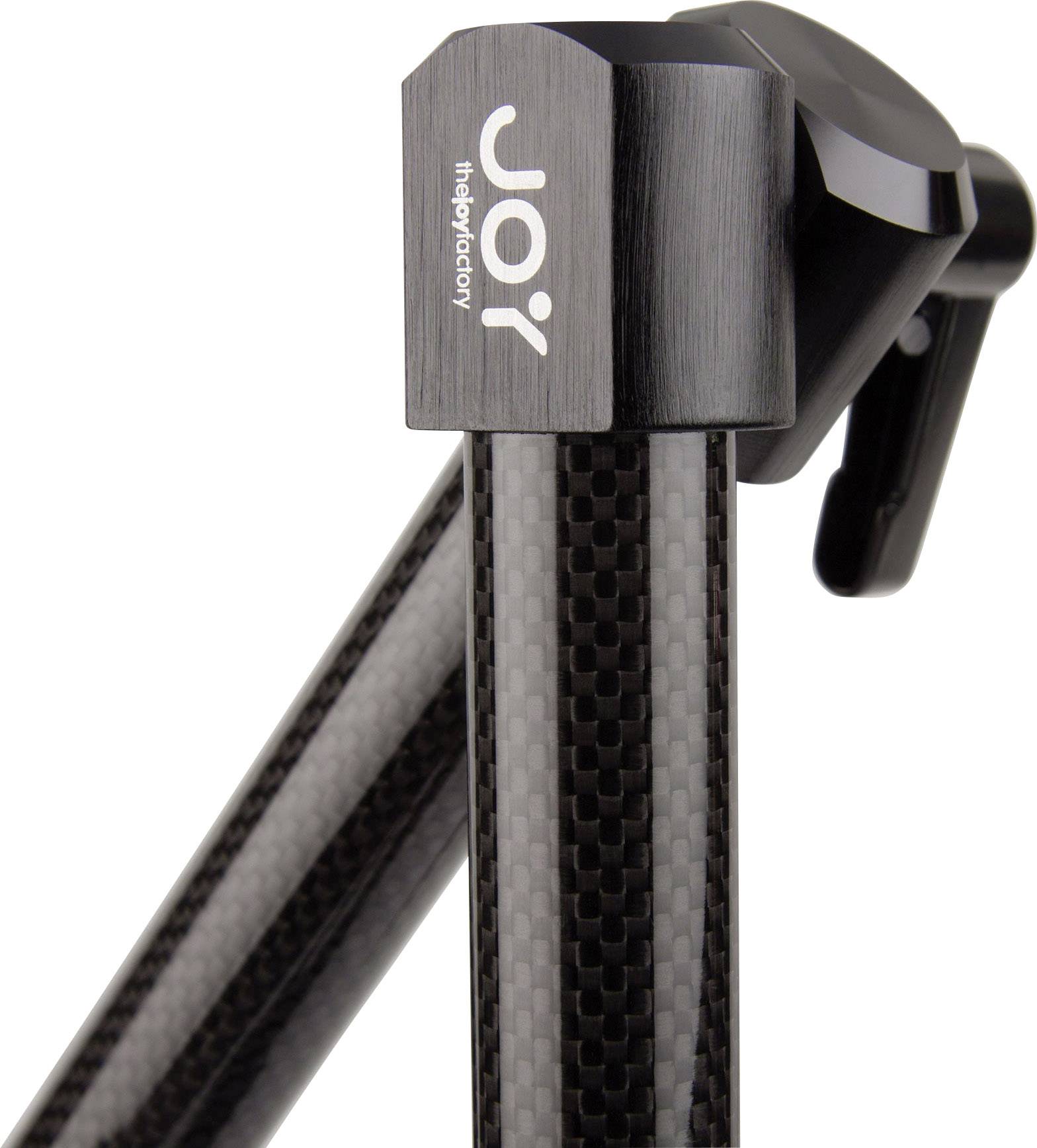 Ein Stativ mit carbonfaserverstärkten Beinen und Markenlogo, aus robustem Material, geeignet für Fotografiezubehör.