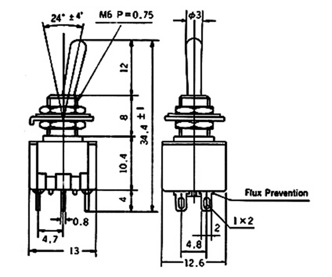 TRU Components TC-MK225 TC-MK225 Kippschalter 125 V/AC 2 x Ein/Ein rastend