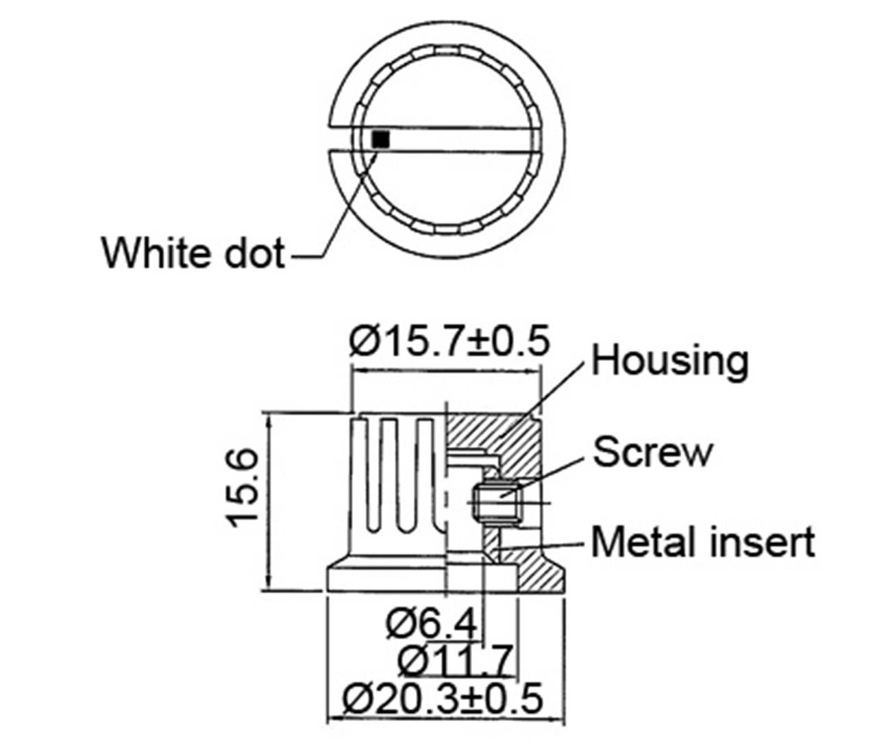 TRU Components TC-DK20 TC-DK20 Drehknopf mit Knopfmarkierung Schwarz (Ø) 20mm