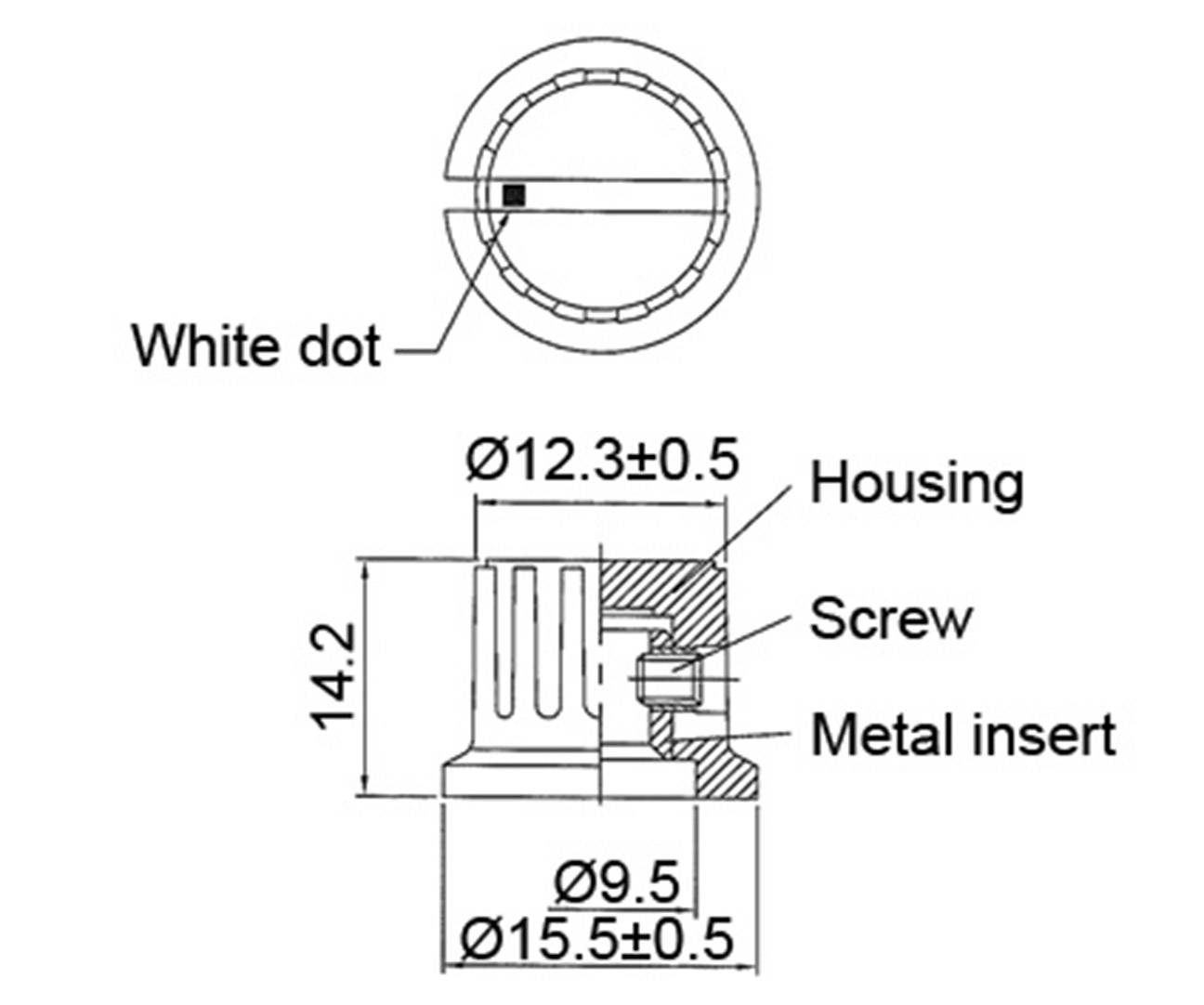 TRU Components TC-DK16 TC-DK16 Drehknopf mit Knopfmarkierung Schwarz (Ø) 16mm