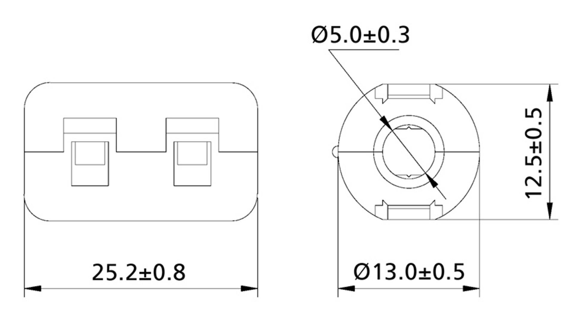 TRU Components TC-KFR50 TC-KFR50 Klappferrit 120Ω Kabel-Ø (max.) 5mm (Ø x H) 13mm x 12.5mm