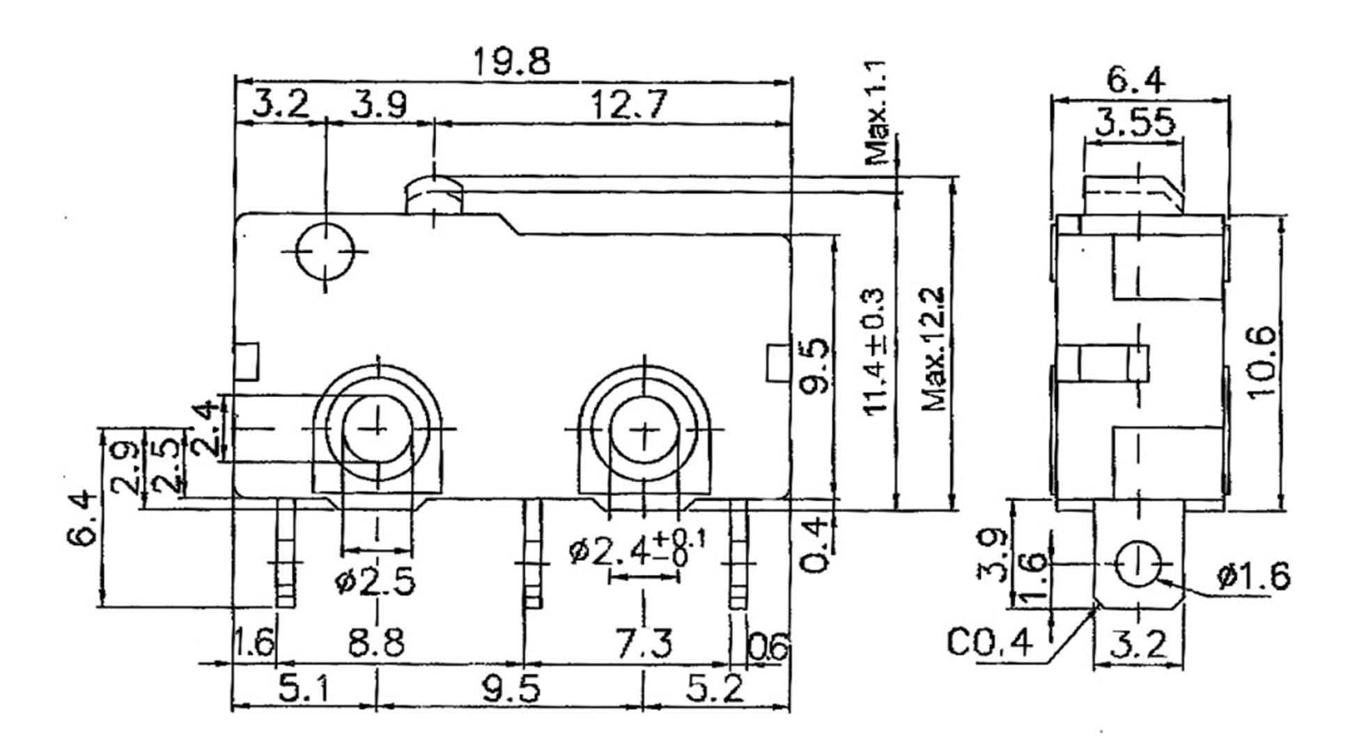 TRU Components TC-MS02 Mikroschalter TC-MS02 5A tastend