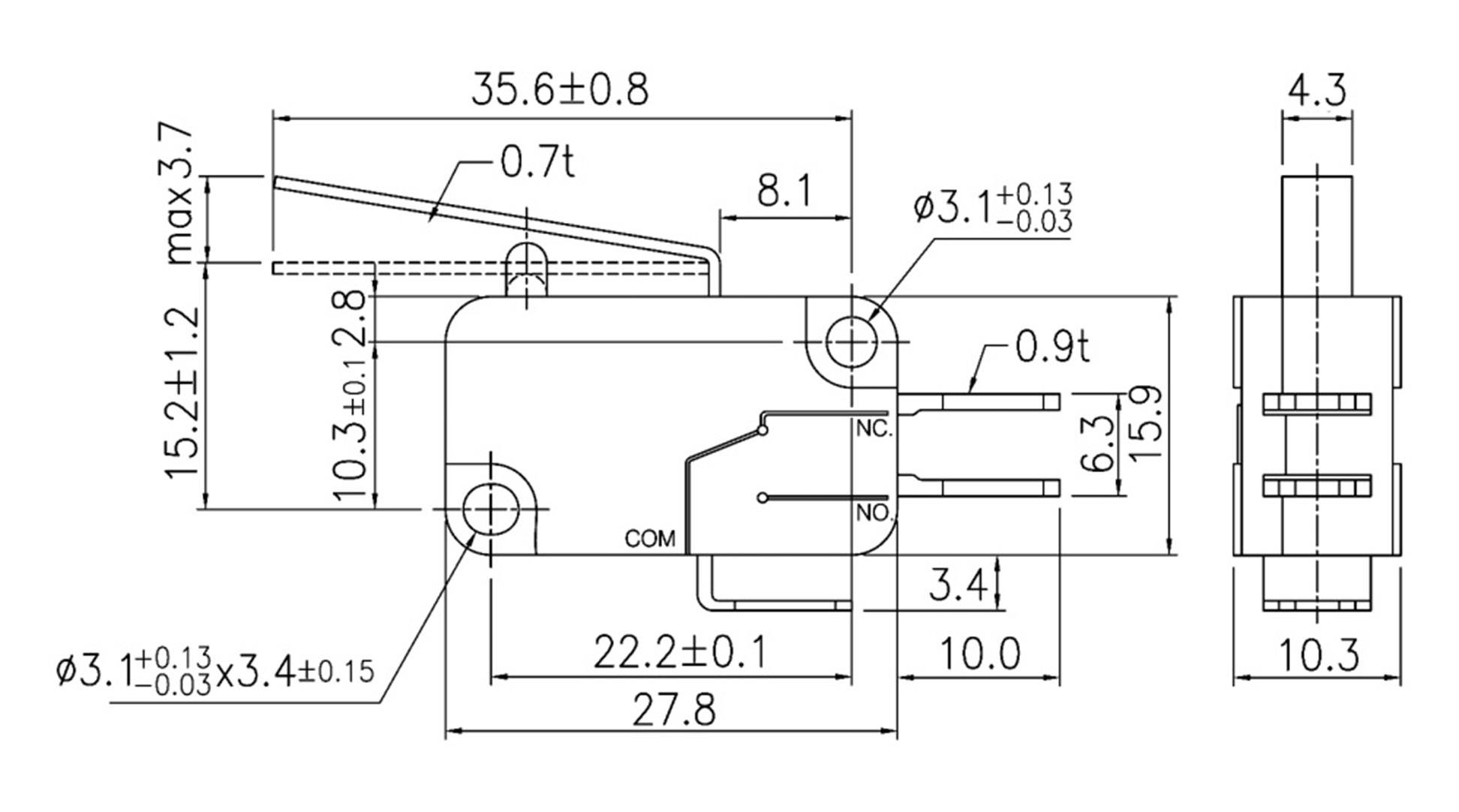 TRU Components TC-MS22 Mikroschalter TC-MS22 10A tastend
