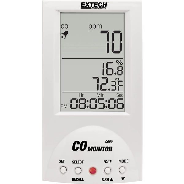 Extech CO50 Kohlenmonoxid-Messgerät 0 - 999 ppm Extech CO50 Kohlenmonoxid-Messgerät 0 - 999 ppm