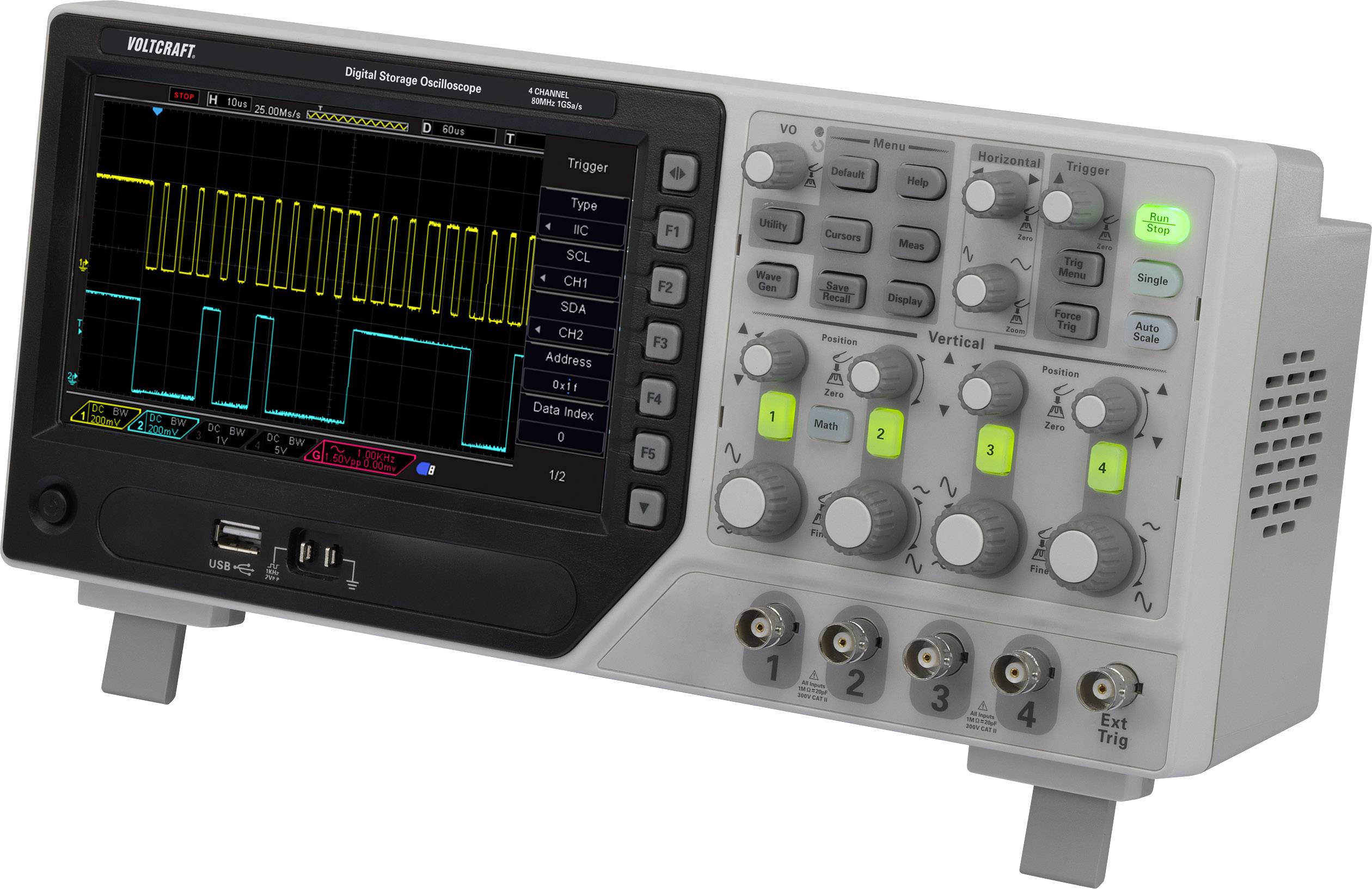 VOLTCRAFT DSO-1084E Digital-Oszilloskop 80MHz 4-Kanal 1 GSa/s 64 kpts 8 Bit Digital-Speicher (DSO) 1St.