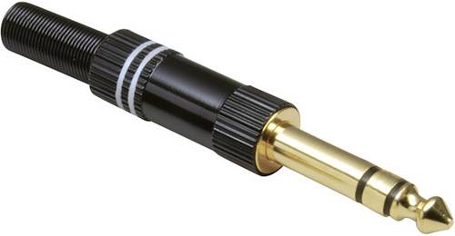 TRU Components Klinken-Steckverbinder 6.35mm Stecker, gerade Polzahl: 3 Stereo Schwarz, Weiß 1St.