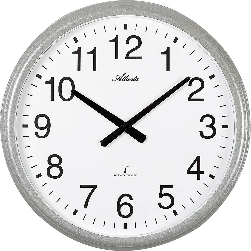 Atlanta Uhren 4449 Funk Wanduhr 425 mm  Silber (matt)