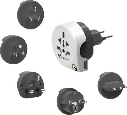 Q2 Power 2.200130 Reiseadapter Weltreiseadapter Slide USB