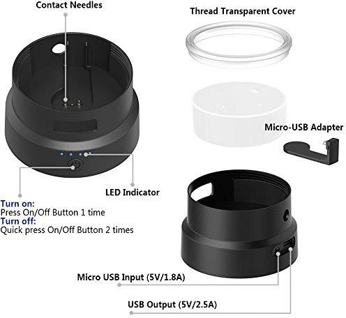 Smatree SmaCup Plus Akku-Pack Schwarz Passend für (Sprachassistenten):Amazon Echo Dot