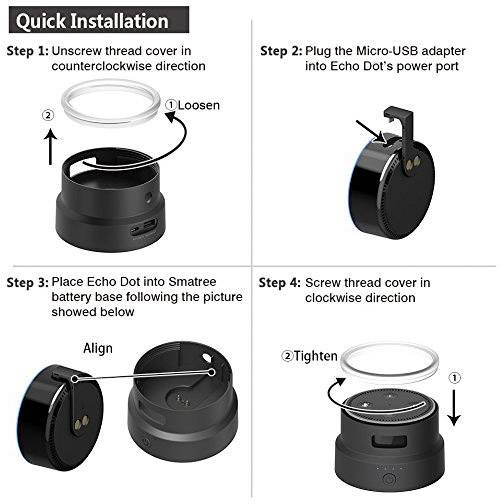 Smatree SmaCup Plus Akku-Pack Schwarz Passend für (Sprachassistenten):Amazon Echo Dot