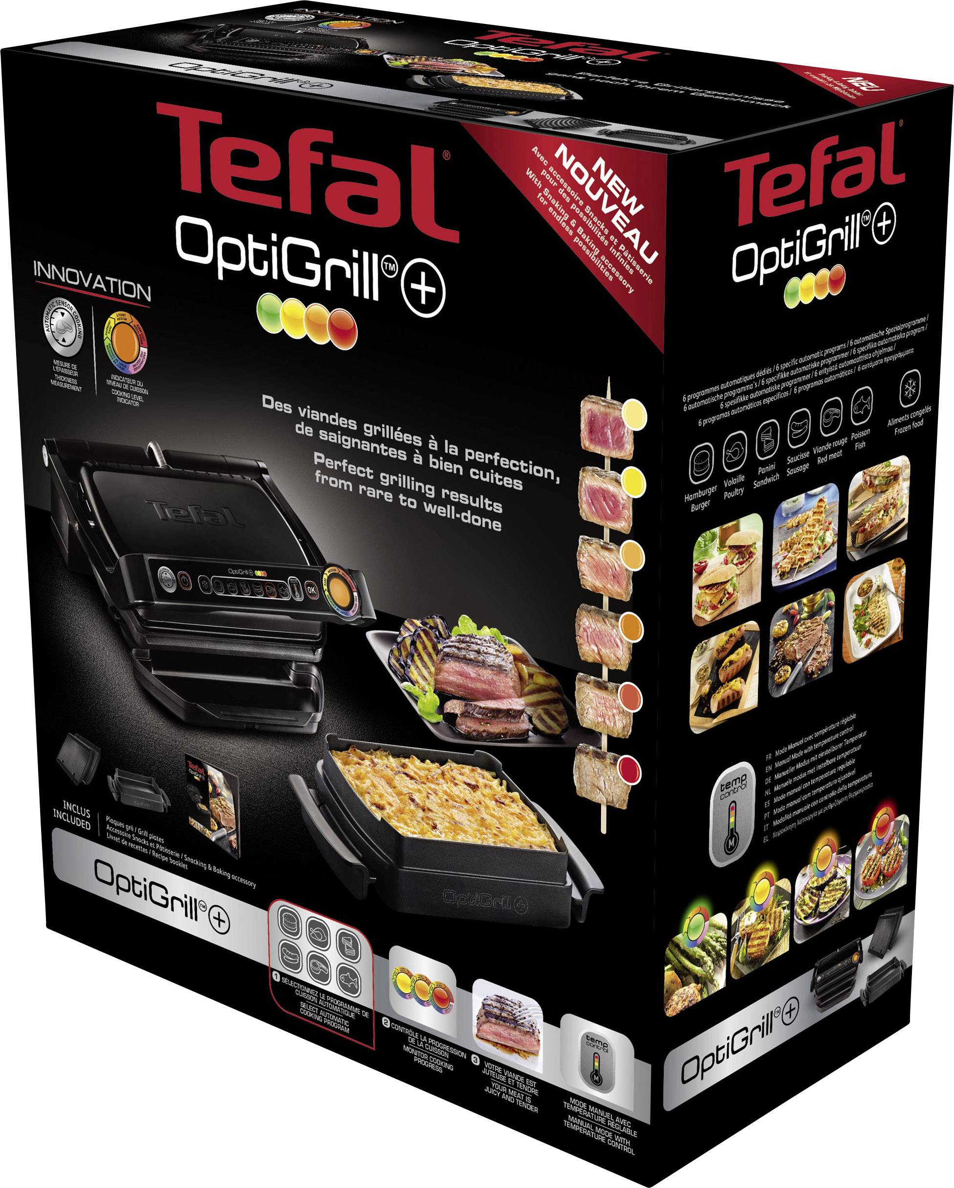 Tefal Optigrill+ Snacking & Baking Elektro Kontaktgrill Automatische Temperaturanpassung Schwarz