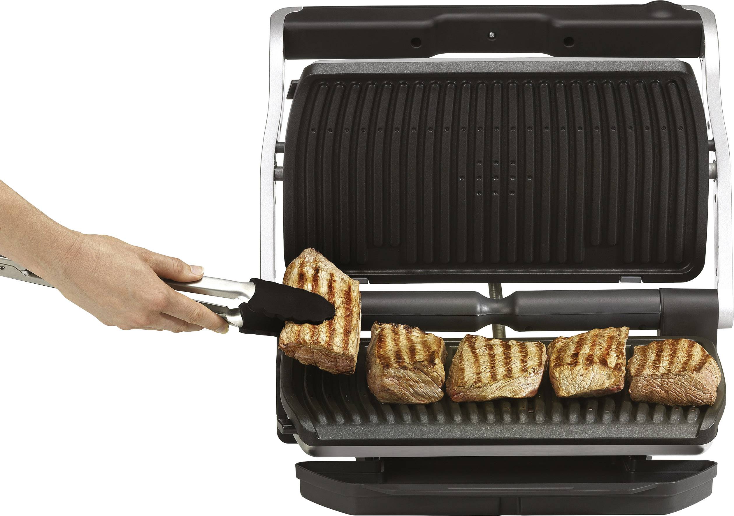 Tefal Optigrill + XL Elektro Kontaktgrill Automatische Temperaturanpassung Edelstahl (gebürstet), Schwarz