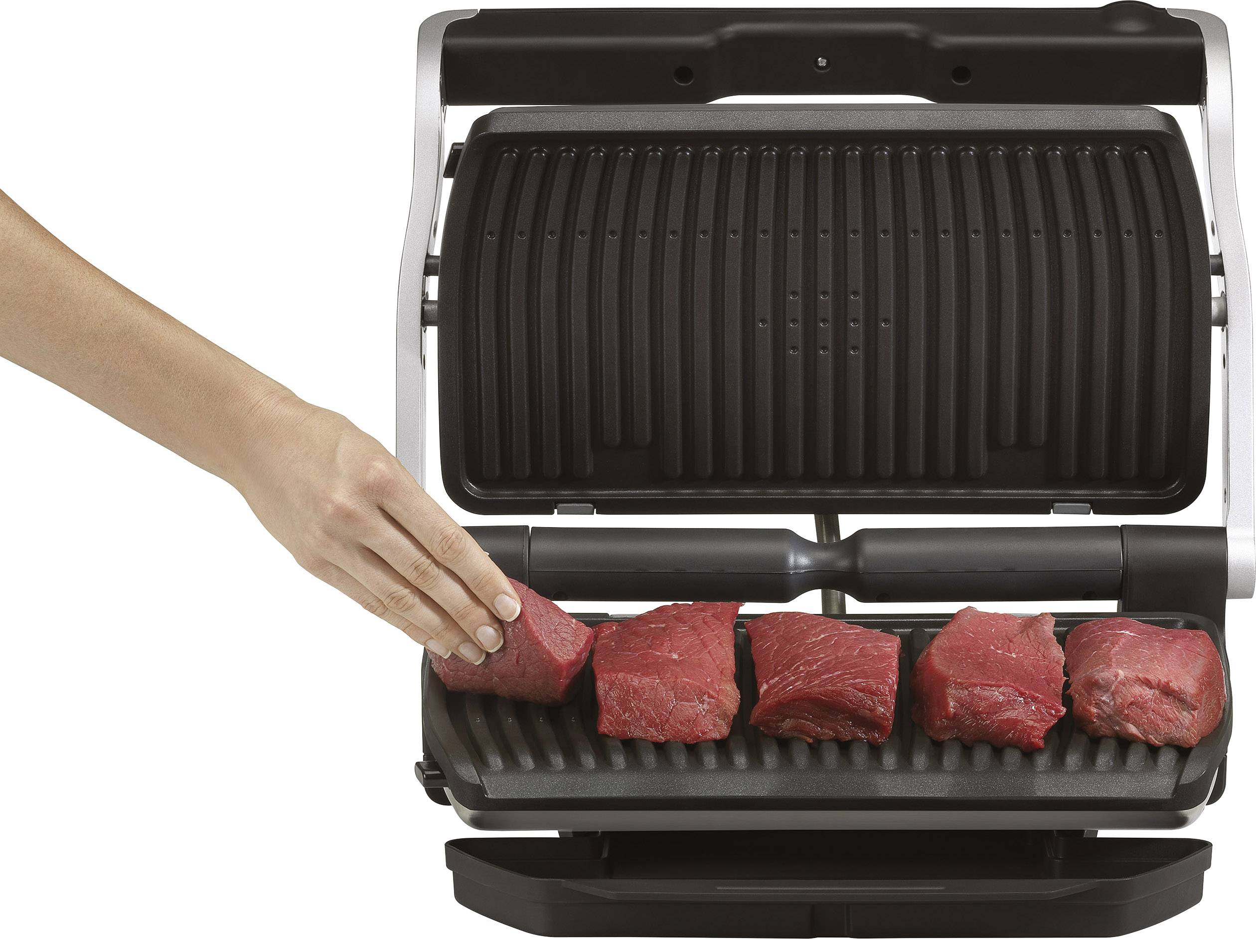 Tefal Optigrill + XL Elektro Kontaktgrill Automatische Temperaturanpassung Edelstahl (gebürstet), Schwarz