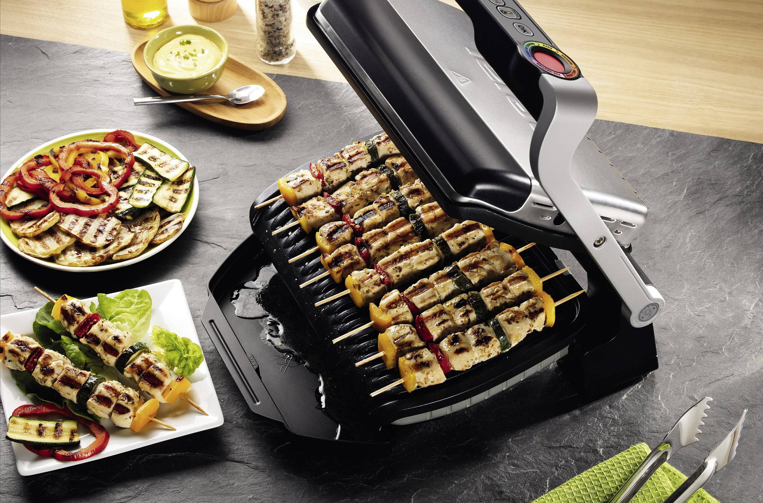 Tefal Optigrill+ Elektro Kontaktgrill Automatische Temperaturanpassung Edelstahl (gebürstet), Schwarz