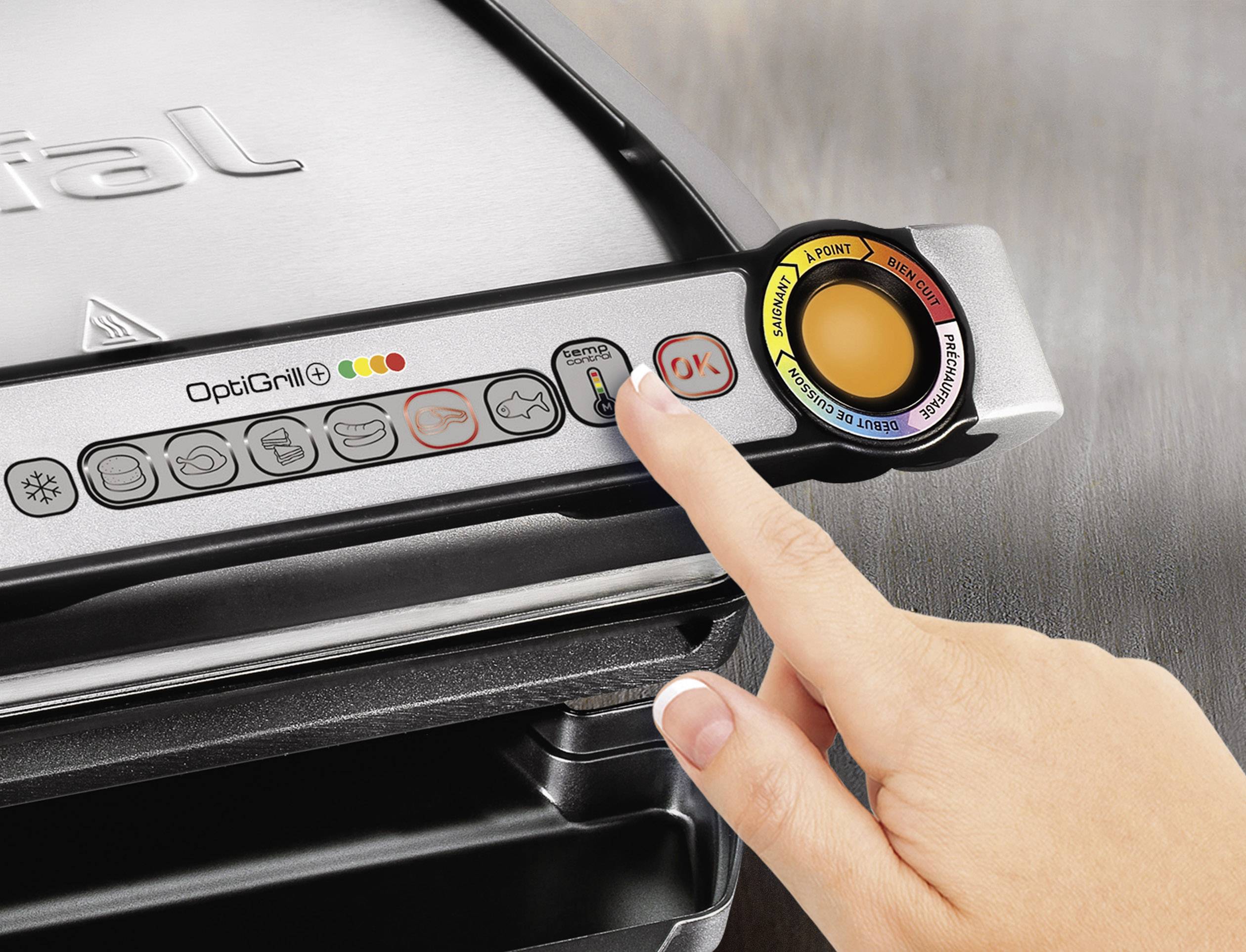 Tefal Optigrill+ Elektro Kontaktgrill Automatische Temperaturanpassung Edelstahl (gebürstet), Schwarz