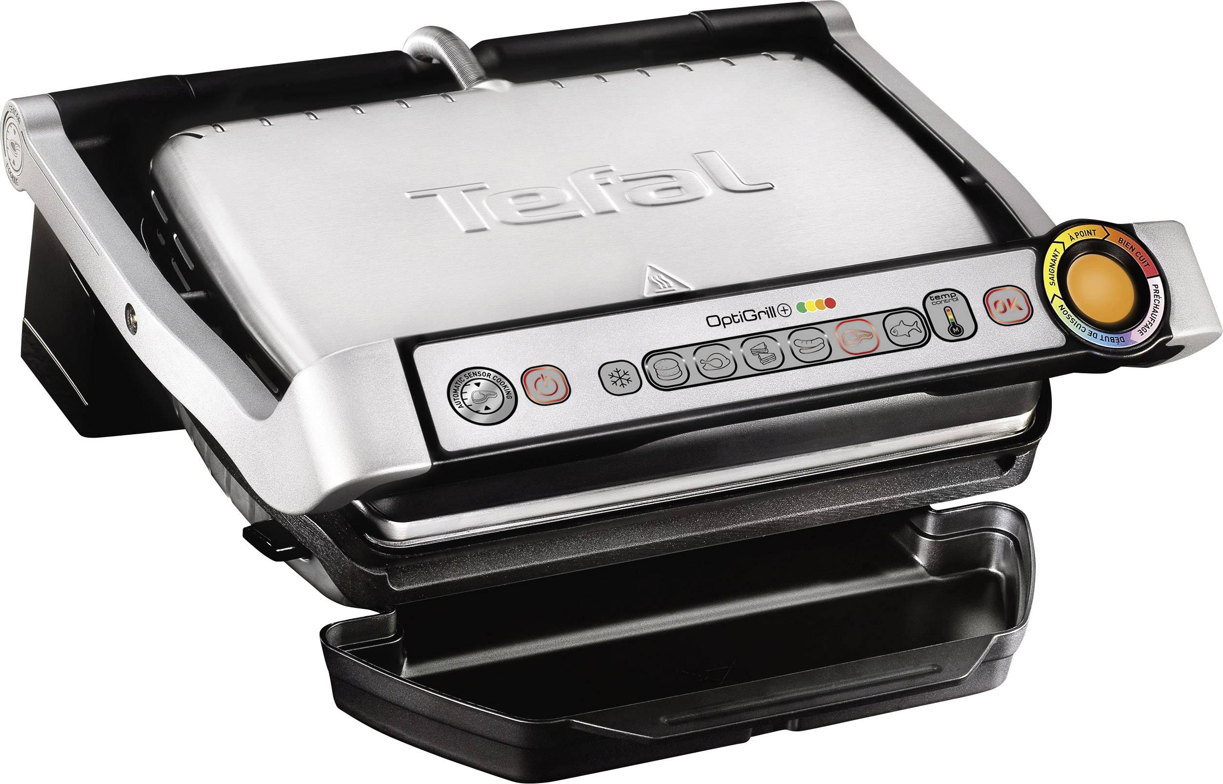 Tefal Optigrill+ Elektro Kontaktgrill Automatische Temperaturanpassung Edelstahl (gebürstet), Schwarz