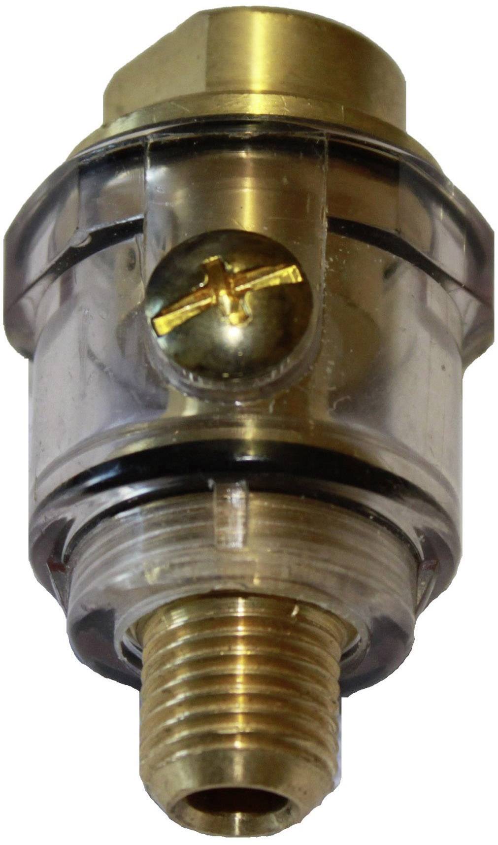 Ein transparentes Messingventil mit Gewinde, das in hydraulischen oder pneumatischen Systemen verwendet wird, für Durchflussregelung.