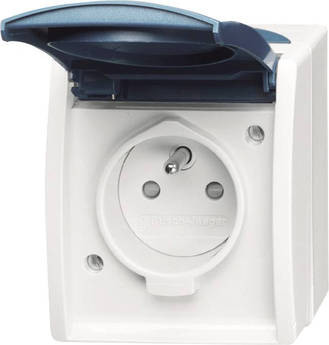 Busch-Jaeger 20 MW-53-500 Feuchtraum-Schalterprogramm Schutzkontakt-Steckdose mit Klappdeckel Ocean Aufputz Blau, Grün 1 St.