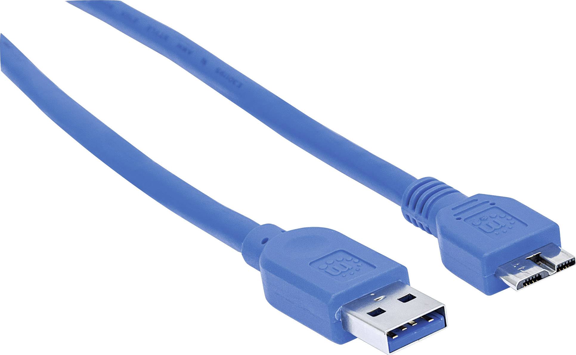Manhattan USB-Kabel USB 3.2 Gen1 (USB 3.0 / USB 3.1 Gen1) USB-A Stecker, USB-Micro-B 3.0 Stecker 3.00 m Blau Folienschirm, UL-zertifiziert
