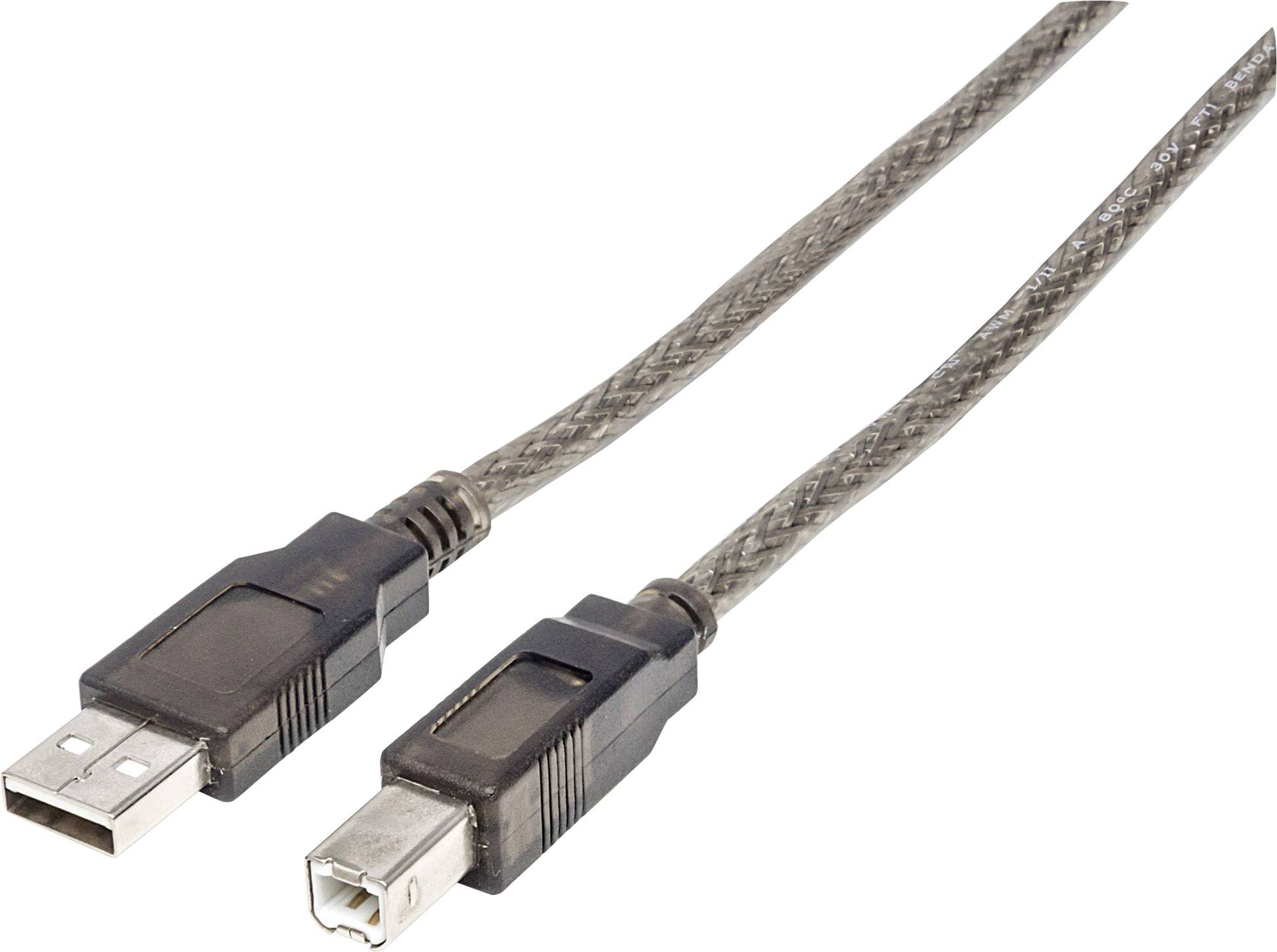 Manhattan USB-Kabel USB 2.0 USB-A Stecker, USB-B Stecker 15.00 m Schwarz Rund, mit LED 152389