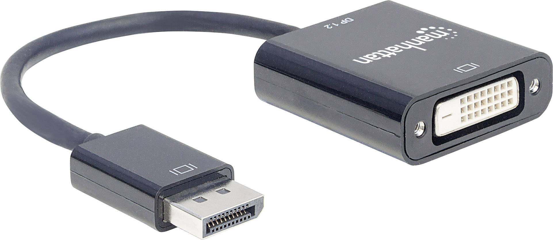 Manhattan 152228 DisplayPort Adapter [1x DisplayPort Stecker - 1x DVI-Buchse 24+1pol.] Schwarz 23.00cm