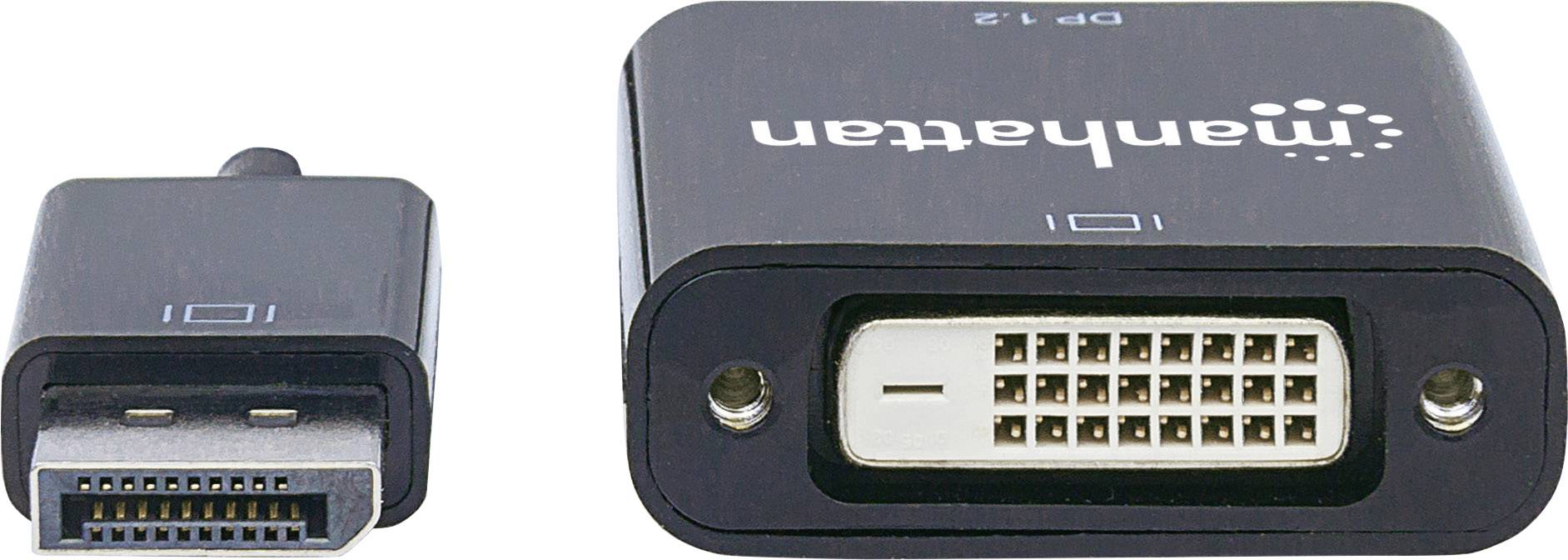 Manhattan 152228 DisplayPort Adapter [1x DisplayPort Stecker - 1x DVI-Buchse 24+1pol.] Schwarz 23.00cm