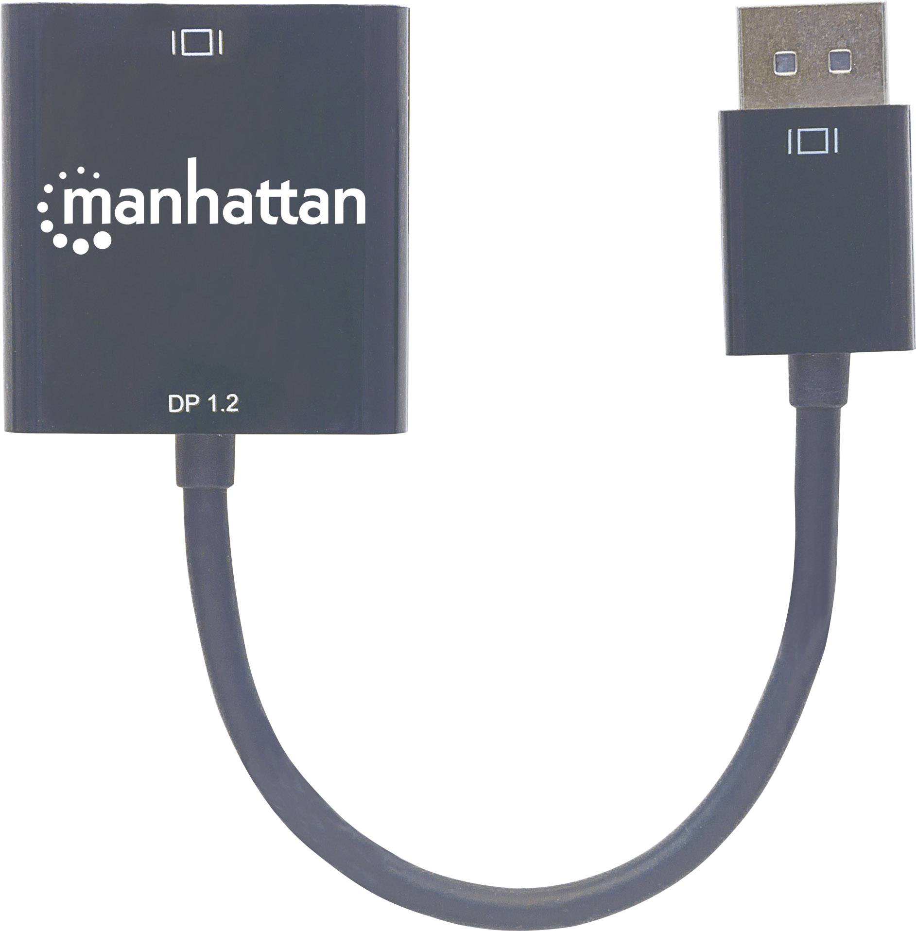 Manhattan 152228 DisplayPort Adapter [1x DisplayPort Stecker - 1x DVI-Buchse 24+1pol.] Schwarz 23.00cm