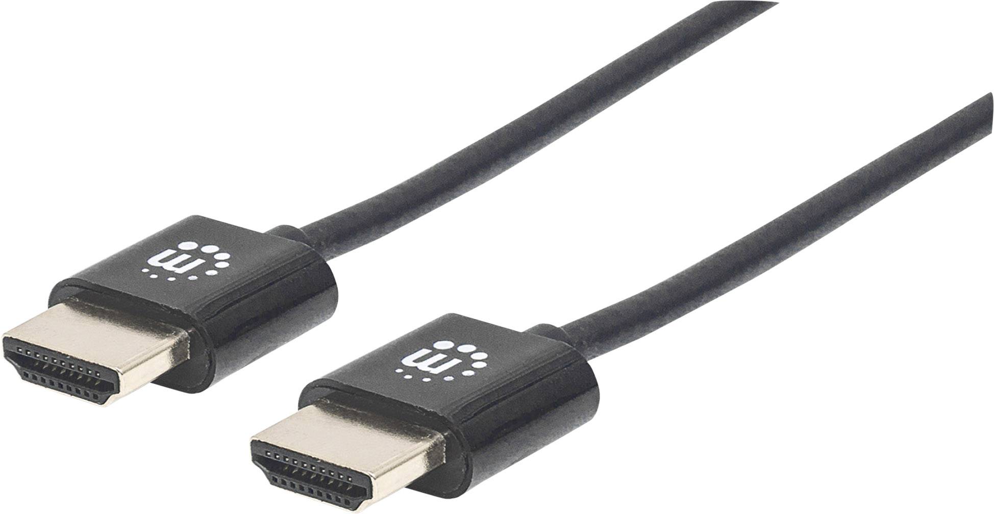 Zwei schwarze HDMI-Kabel mit vergoldeten Steckern.