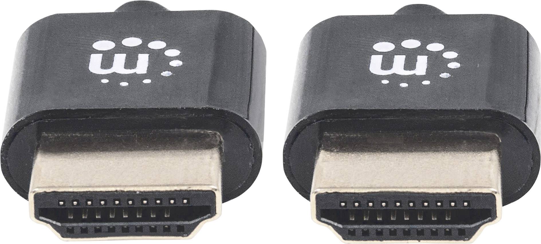 Manhattan HDMI Anschlusskabel HDMI-A Stecker, HDMI-A Stecker 1.00m Schwarz 394352 4K UHD, Folienschirm, Geflechtschirm, Rund