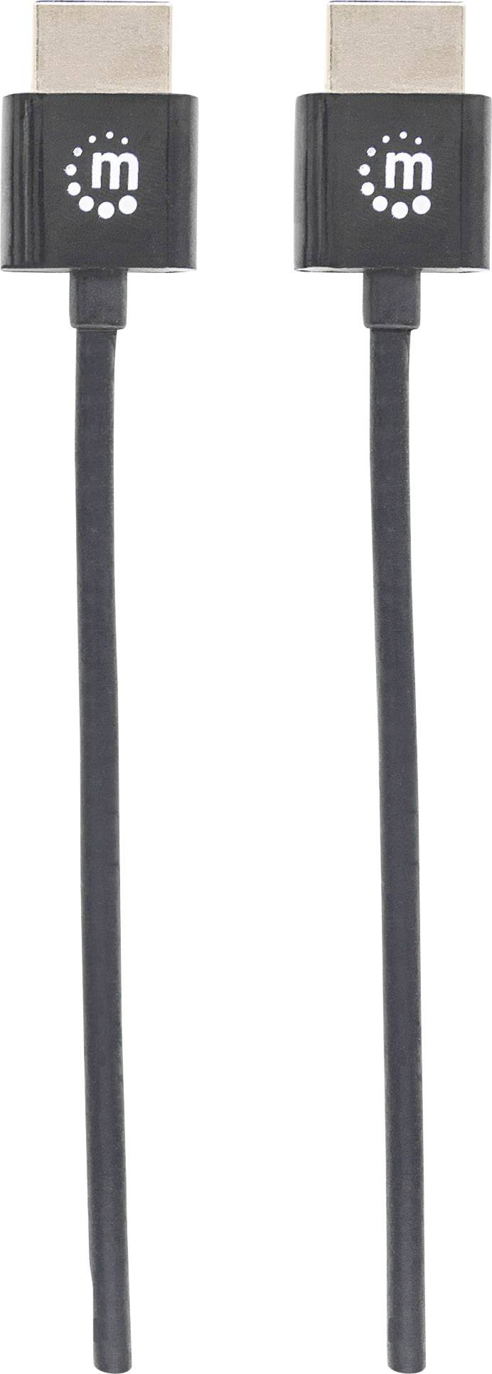 Manhattan HDMI Anschlusskabel HDMI-A Stecker, HDMI-A Stecker 1.00m Schwarz 394352 4K UHD, Folienschirm, Geflechtschirm, Rund