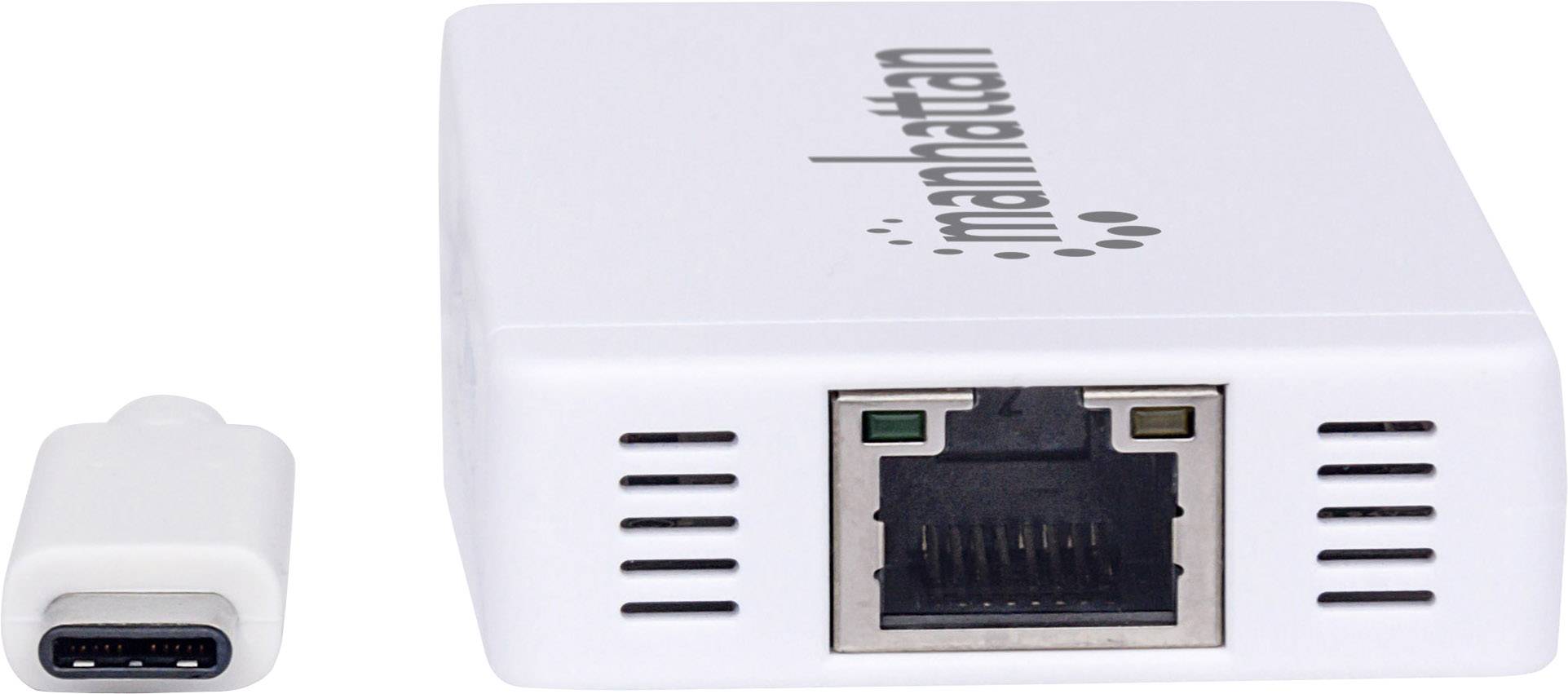 Manhattan 3+1 Port USB 3.2 Gen 1-Hub (USB 3.0) mit USB-C Stecker Weiß