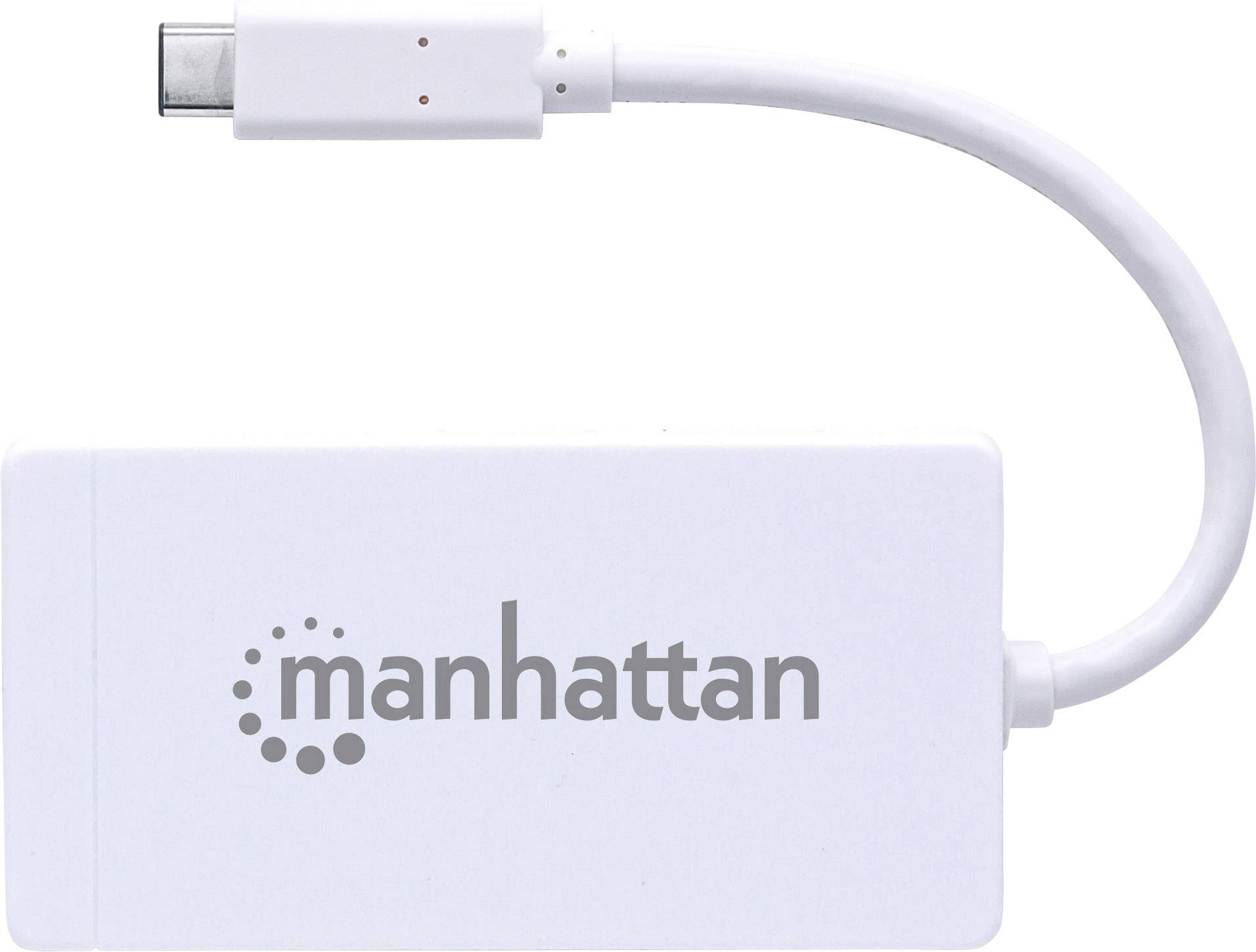 Manhattan 3+1 Port USB 3.2 Gen 1-Hub (USB 3.0) mit USB-C Stecker Weiß
