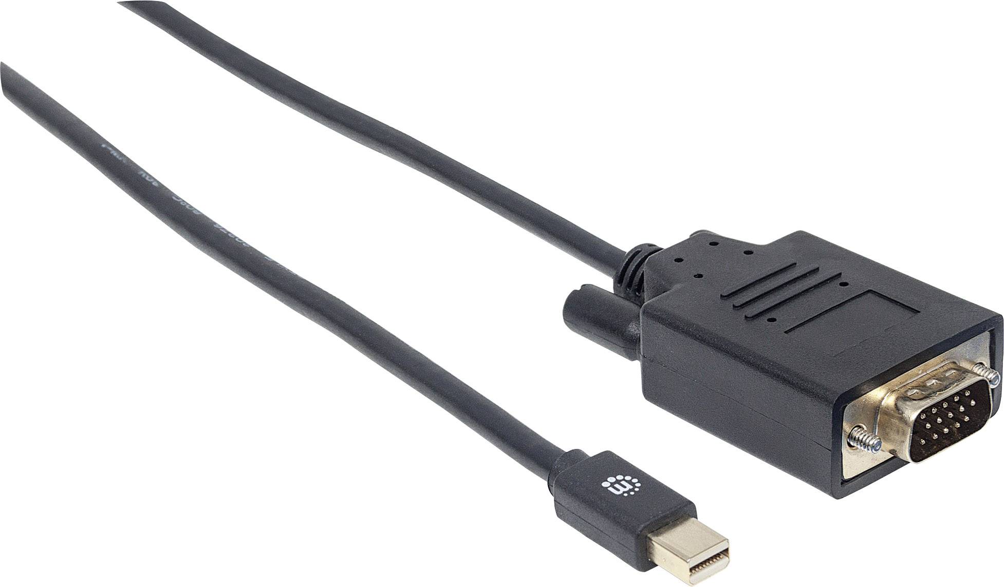 Manhattan Mini-DisplayPort / VGA Adapterkabel Mini DisplayPort Stecker, VGA 15pol. Stecker 1.80 m Schwarz 152167 Folienschirm, Rund