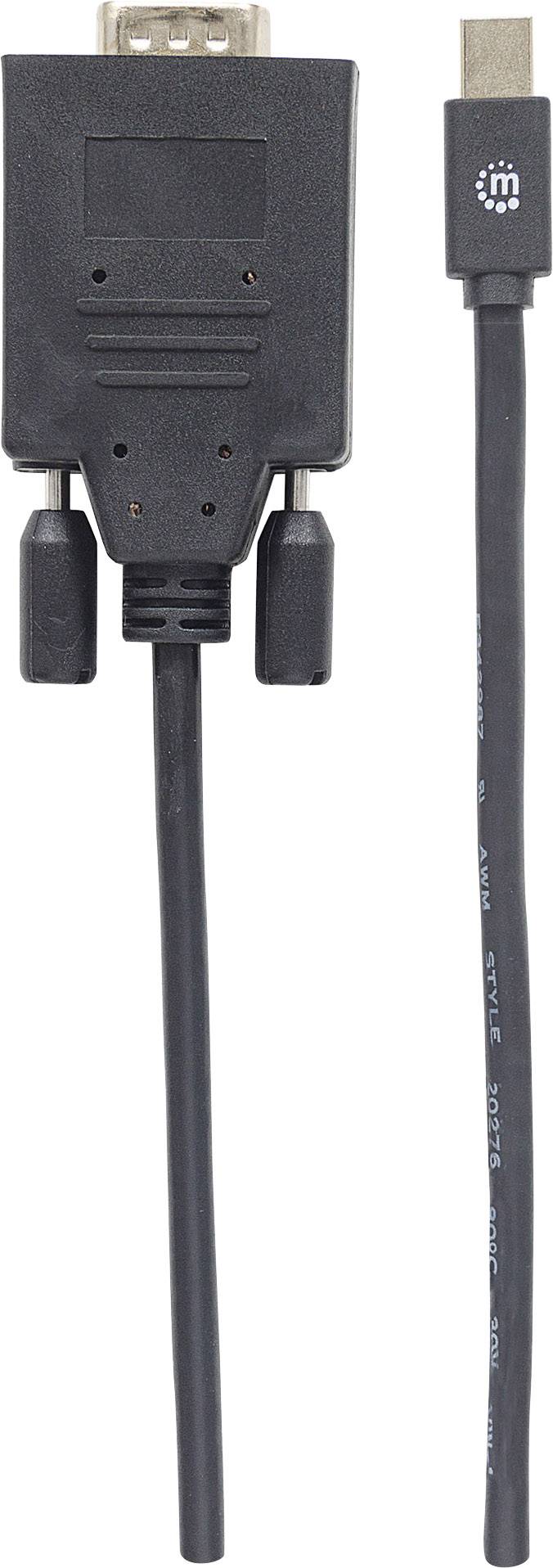 Manhattan Mini-DisplayPort / VGA Adapterkabel Mini DisplayPort Stecker, VGA 15pol. Stecker 1.80 m Schwarz 152167 Folienschirm, Rund