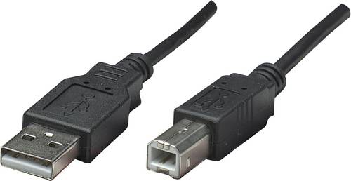 Manhattan USB-Kabel USB 2.0 USB-A Stecker, USB-B Stecker 0.50 m Schwarz Folienschirm, UL-zertifizie
