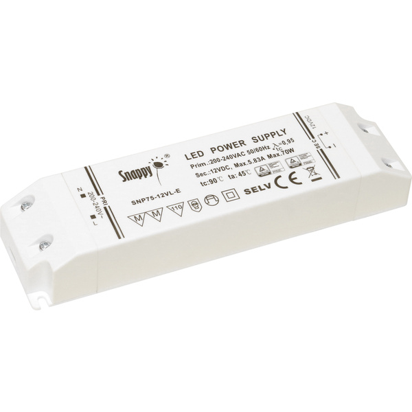 Dehner Elektronik Snappy SNP75-12VL-E LED-Trafo Konstantspannung 75W 0 - 5.83A 12 V/DC nicht dimmbar, Möbelzulassung 1St.