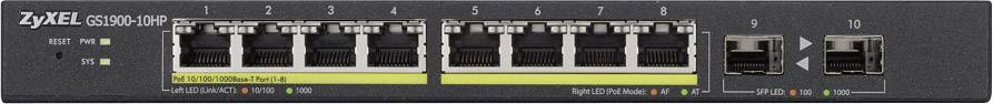 ZyXEL GS1900-10HP - Switch - Smart - 8 x 10/100/1000 (PoE+)