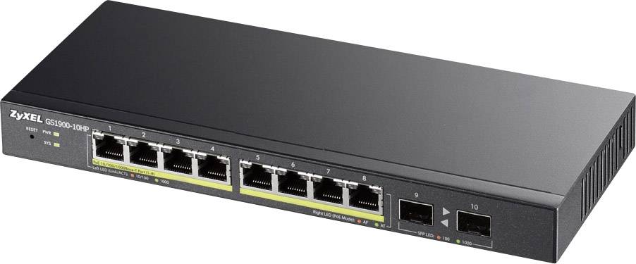 ZyXEL 10x GE GS1900-10HP 8x PoE Ports, 2x SFP Netzwerk Switch 10 Port
