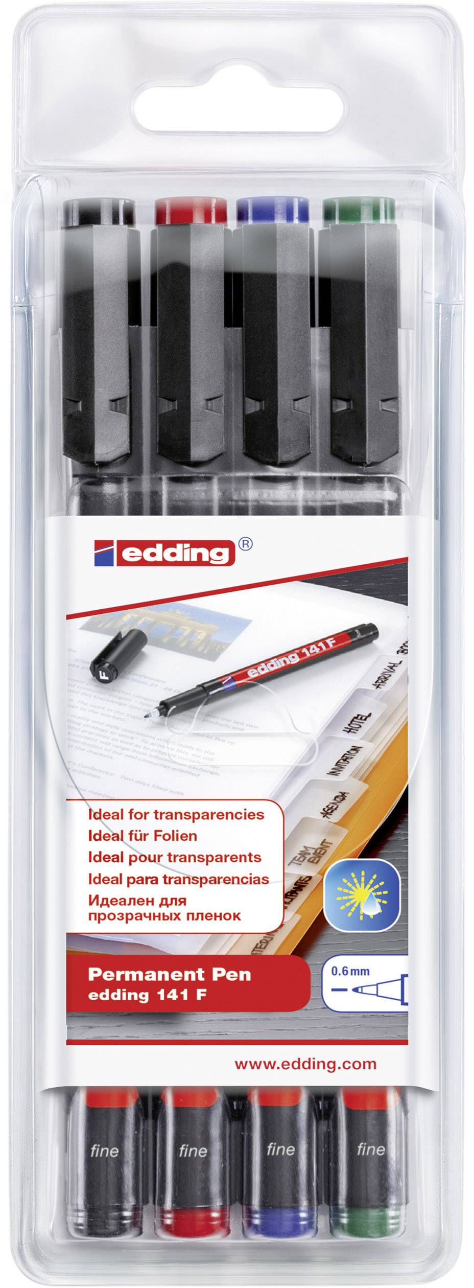 edding 141 F Folienstift 0.6 mm, 4er Pack, permanent